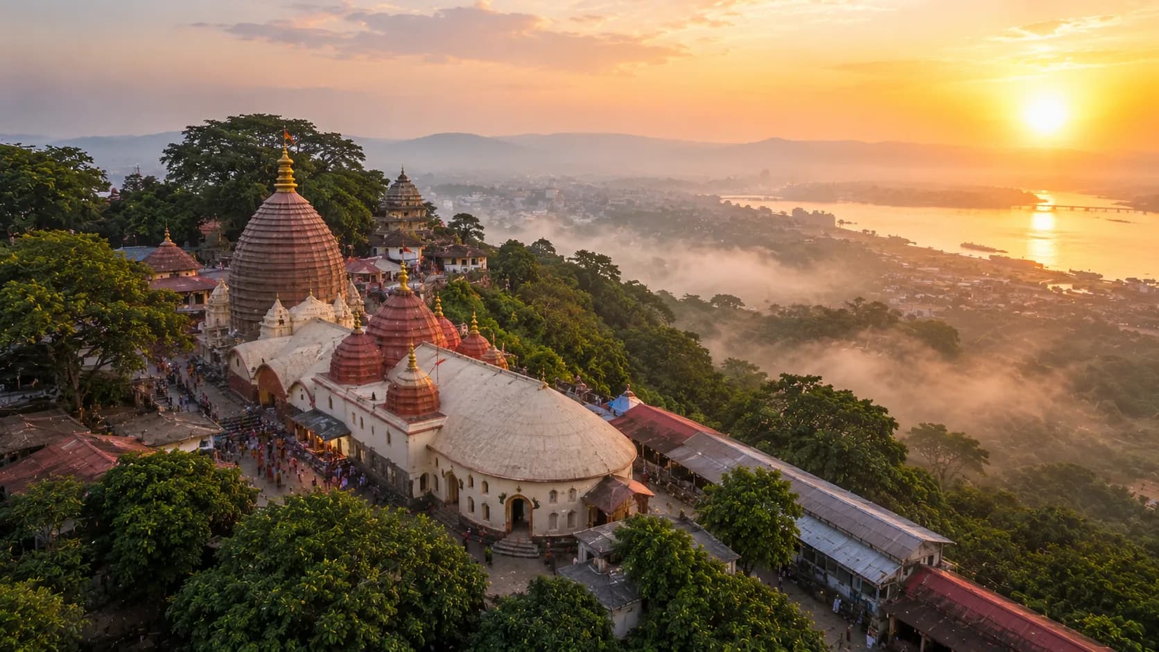 Kamakhya temple on Nilachal Hill above the Brahmaputra river, Guwahati