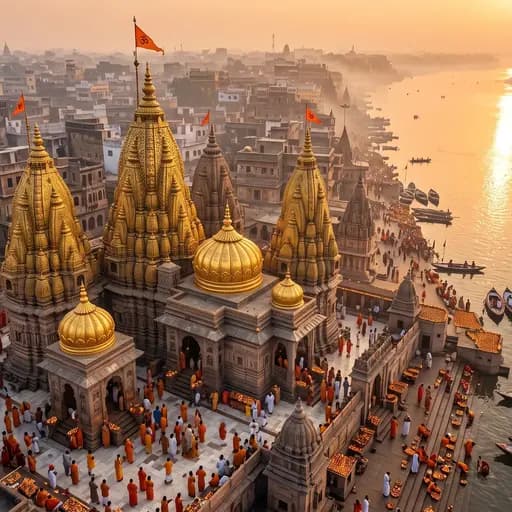 Kashi Vishwanath temple spire with its gold-plated dome, Varanasi
