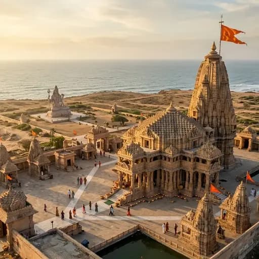 Monumental 85-foot bronze-colored seated statue of Lord Shiva presiding over the Nageshwar Jyotirlinga temple complex near Dwarka, Gujarat