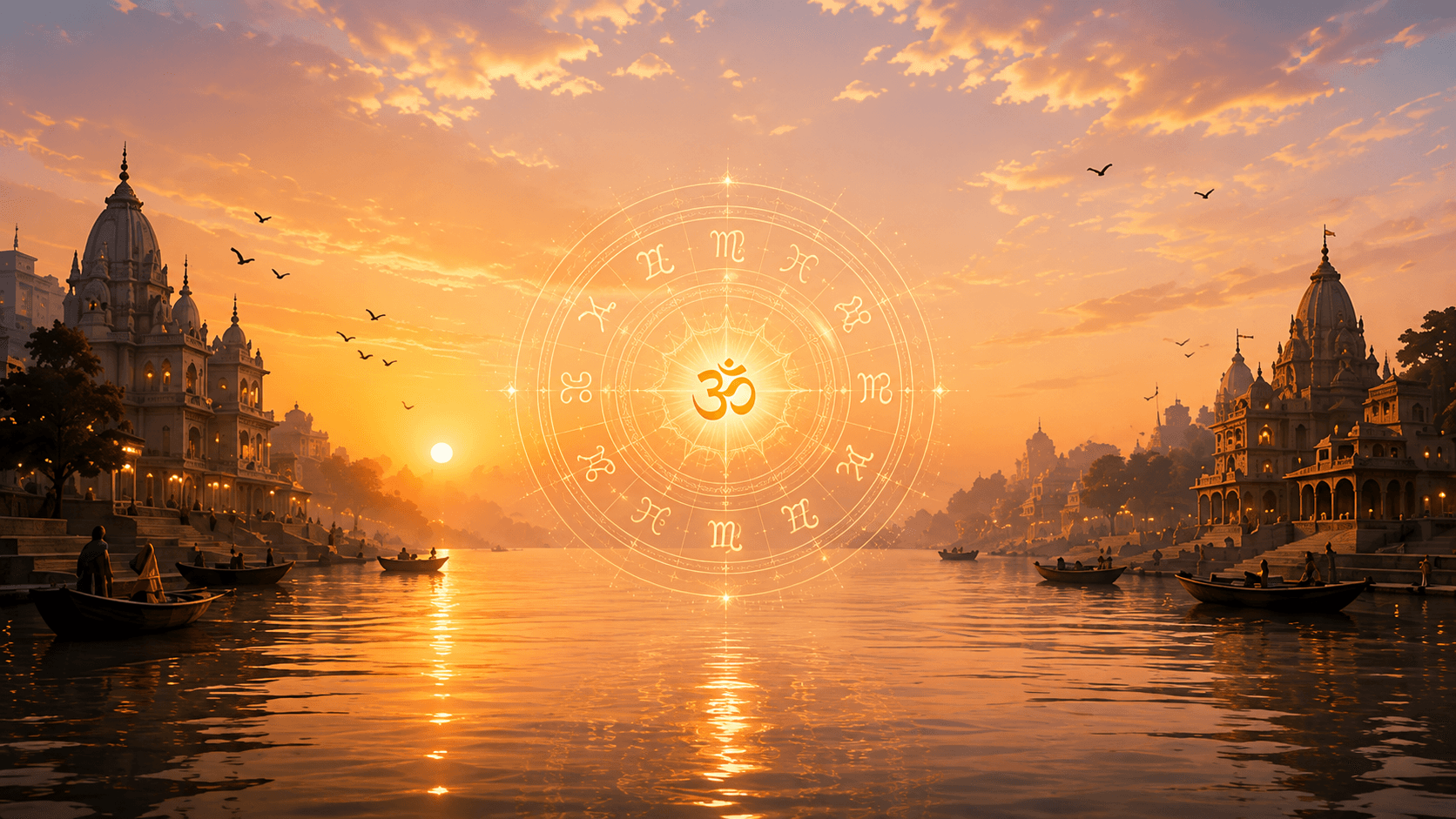 Sacred horizon — Varanasi ghat at golden hour